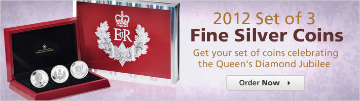 2012 Set of 3 Fine Silver Coins. Get your set of coins celebrating the Queen's Diamond Jubilee. Order Now.
