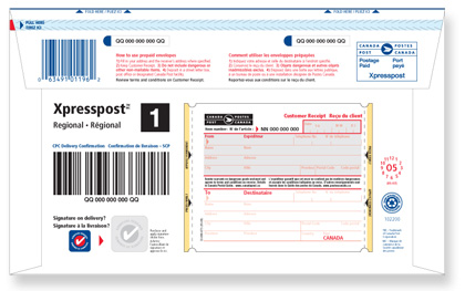 Bar-coded prepaid envelope
