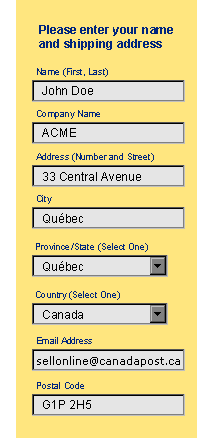 Prompt for name and shipping address