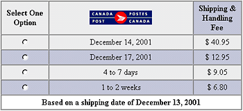 Display of shipping options to the U.S.A.