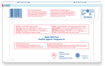 Non-bar-coded prepaid envelope