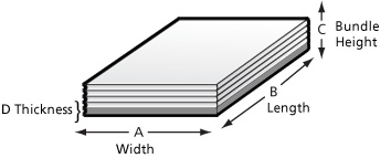 Width, length, thickness and bundle height