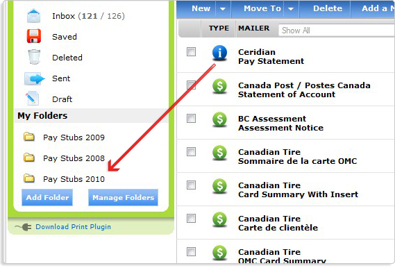 Drag and drop the bills and notices that you want to include in that folder.