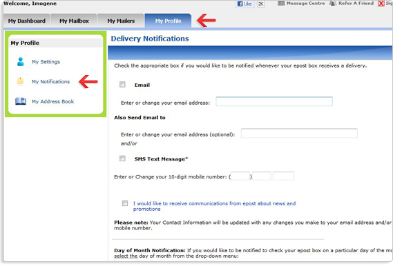 Get help managing your epost bills by setting up text message and/or email reminders.