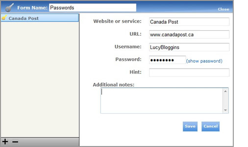 Passwords Form