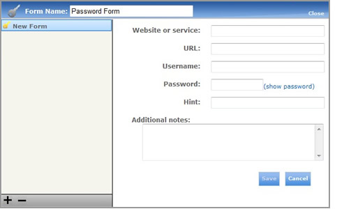 Passwords Blank Form
