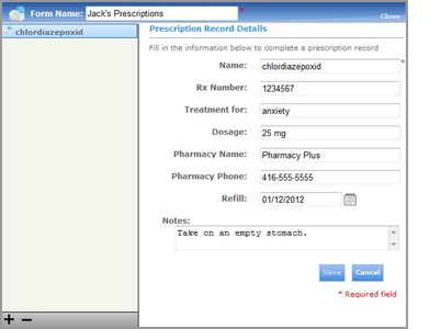Prescriptions Form