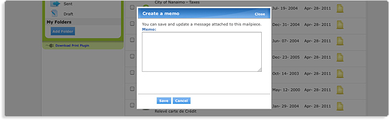 If you like, create and attach a memo to each item in your mailbox.