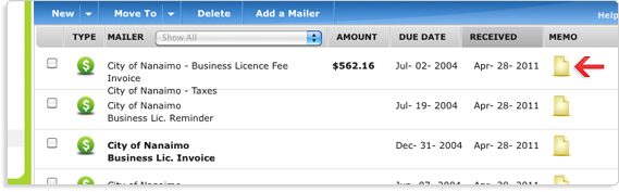 If you like, create and attach a memo to each item in your mailbox.