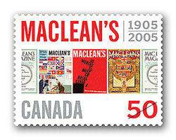 Canada Post honours a Canadian publishing icon...New stamp celebrates 100 years of Maclean's magazine