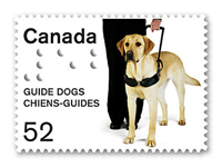 Guide Dogs help deliver mail with first-ever Canadian Braille stamp