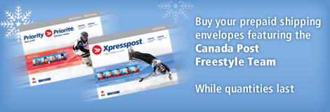 Buy your Prepaid shipping envelopes featuring the Canada Post Freestyle Team While quantities last