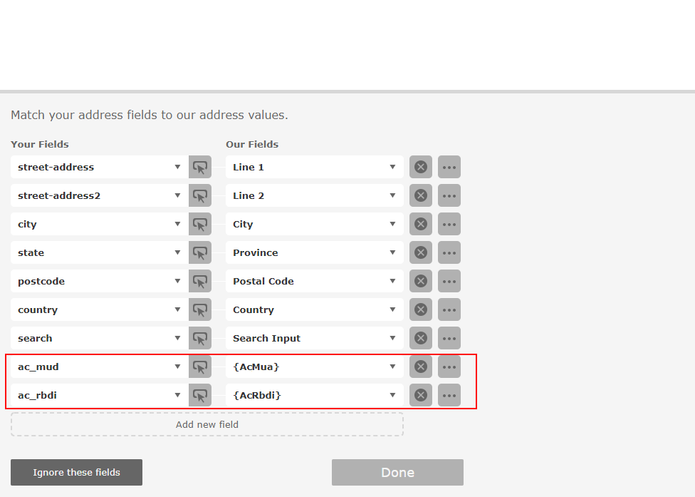 AddressComplete Mapping