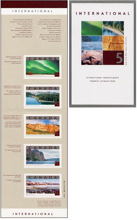carnet de 5 timbres autocollants (ouvert)