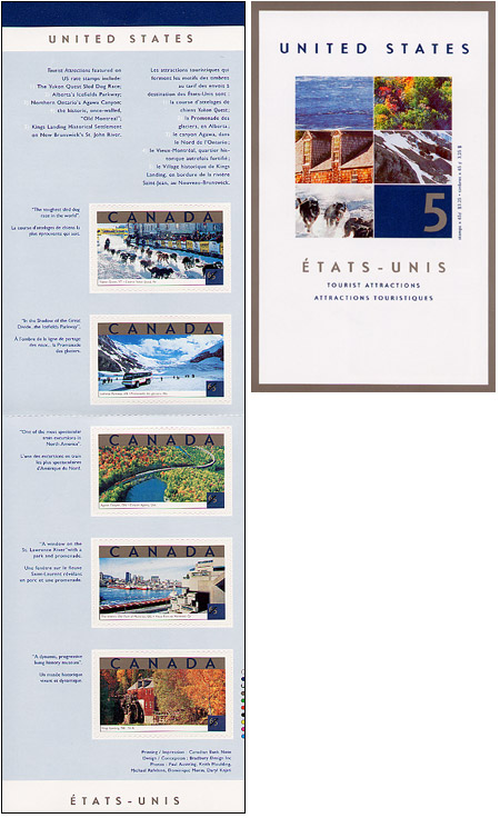 carnet de 5 timbres autocollants (ouvert)