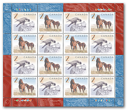 Feuillet de 16 timbres - 2 timbres se-tenant