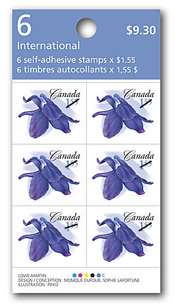 carnet de 6 timbres - international