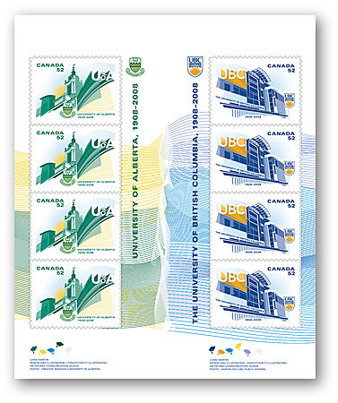 Gutter strip of 8 stamps