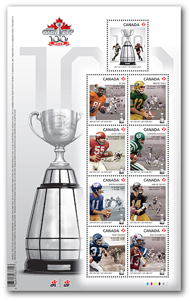 100e match de la Coupe Grey - feuillet spécial de 9 timbres