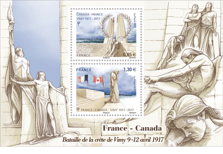 Souvenir sheet of 2 stamps (France)