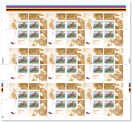 Planche non coupée de 9 feuillets de 4 timbres