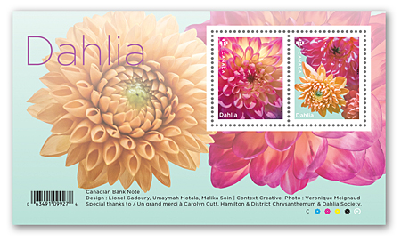 Bloc-feuillet de 2 timbres - Dahlia