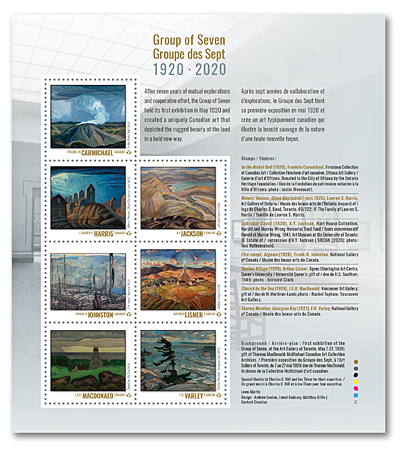 Feuillet de 7 timbres - Groupe des Sept 1920-2020