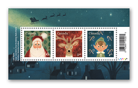Souvenir sheet of 3 stamps - Holiday characters