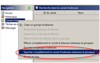 Exporter complètement le carnet d’adresses
