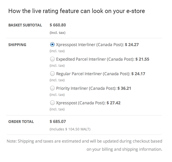 An example of WooCommerce's live rating feature on an e-commerce site.