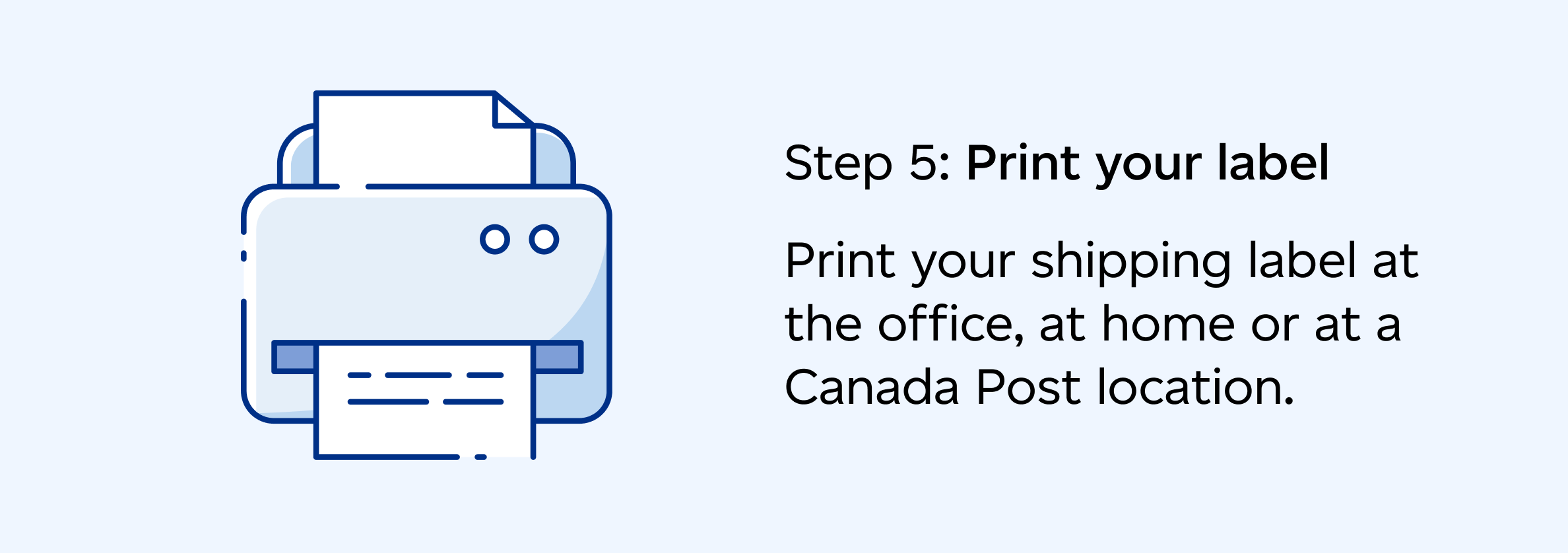 Step 5: Print your shipping label at the office, at home or at a Canada Post location.