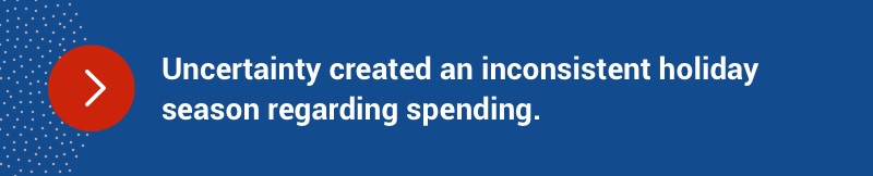 Uncertainty created an inconsistent holiday season regarding spending.