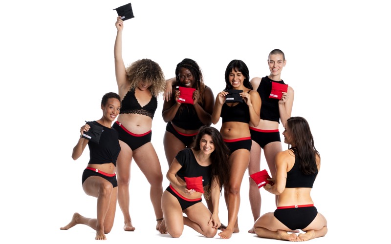 A diverse group of women wear Mme L’Ovary brand underwear.