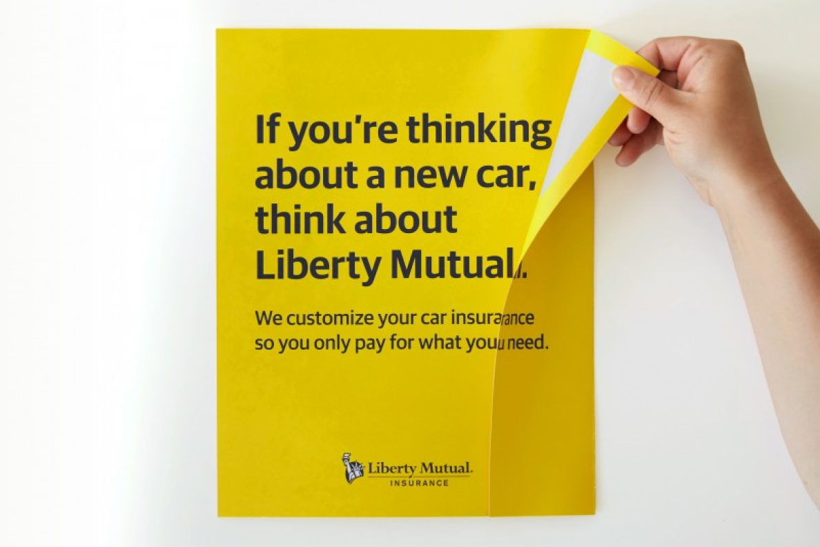 A Liberty Mutual advertisement for insurance products that featured a scented flap with new car smell.