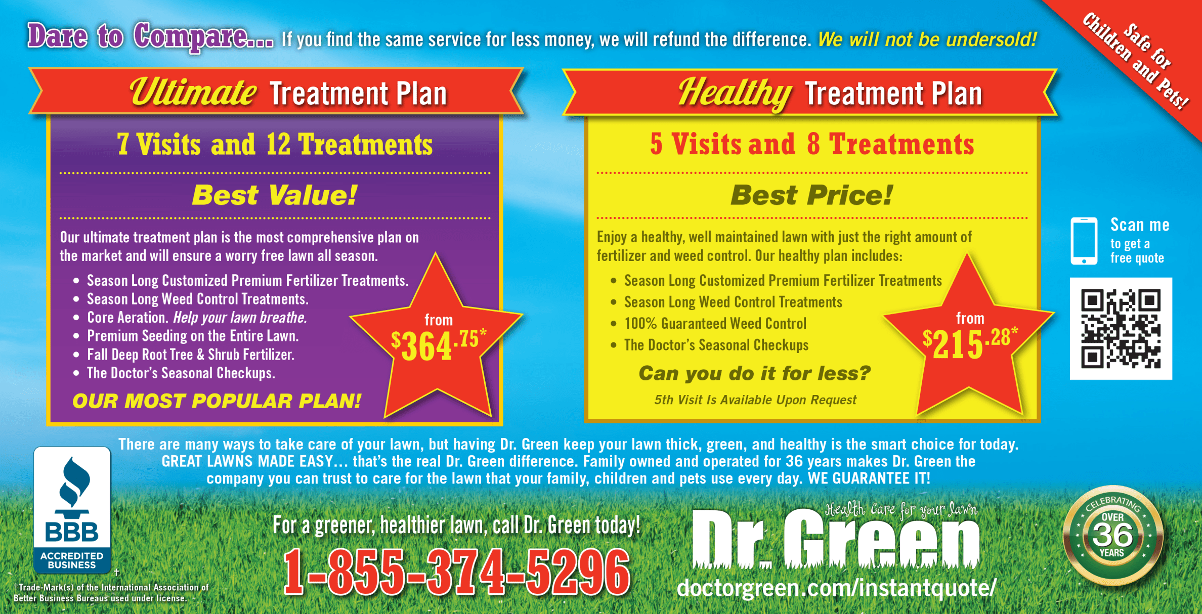 A direct mail piece from Doctor Green lawn care.