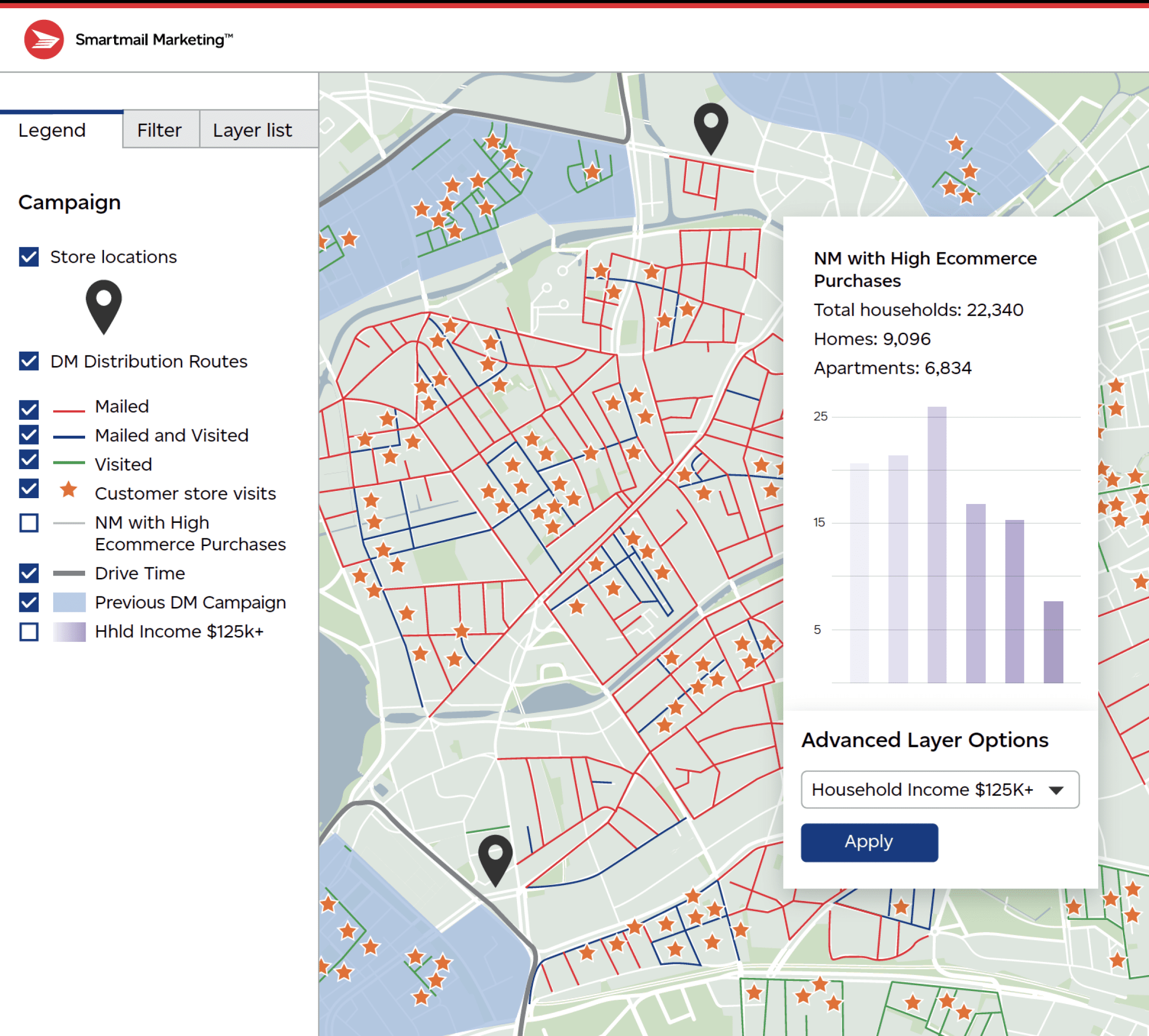 A map of visualized data from Canada Post’s data visualization tool.