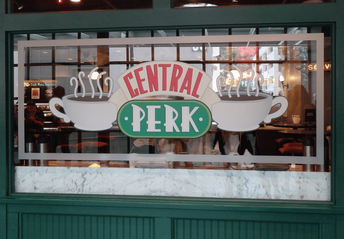 The exterior of the Central Perk coffee shop from the NBC TV series “Friends.”