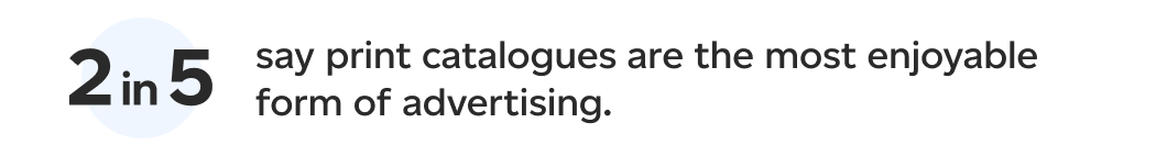 Graphic reads: 2 in 5 say print catalogues are the most enjoyable form of advertising.