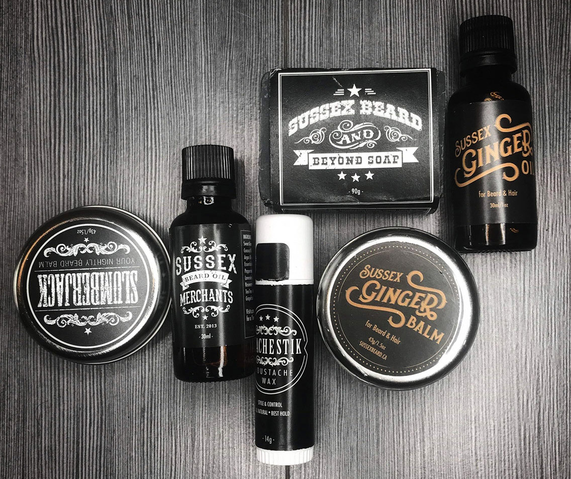 Men’s beard grooming products from Sussex Beard Oil Merchants.
