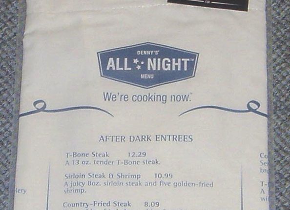 Pillowcase with their menu printed on it