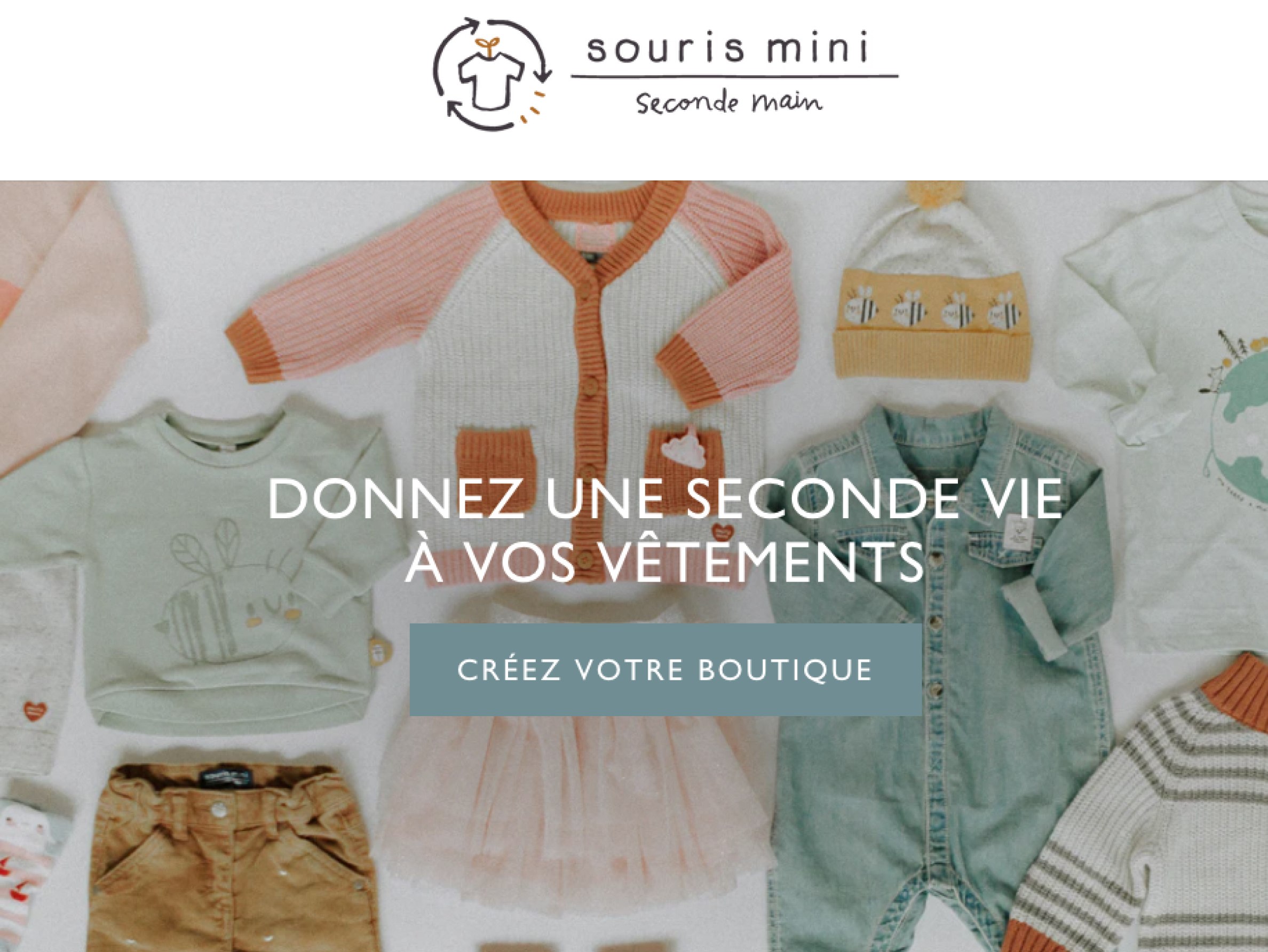 Sur l’écran d’un téléphone intelligent, on voit une page du site de revente Souris Mini.