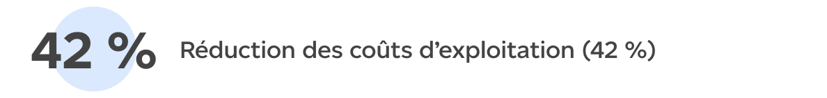Réduction des coûts d’exploitation (42 %)