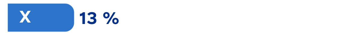 X : 13 %