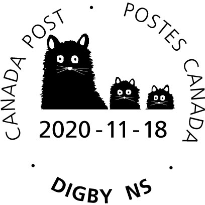 Chat adulte et deux petits chatons, avec la date 18 novembre 2020.
