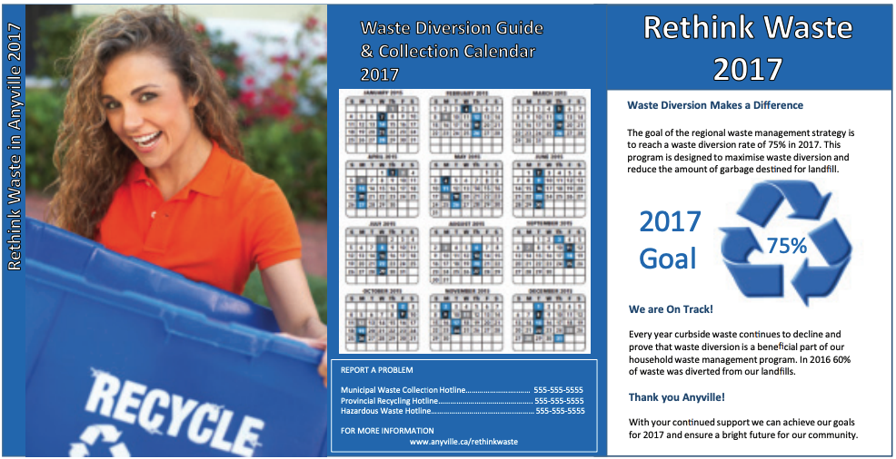 An example of a promotional waste calendar