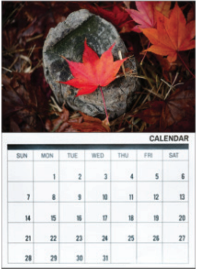 An example of a non-promotional wall calendar