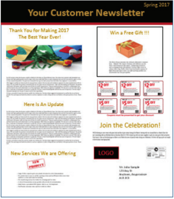 An example of a promotional newsletter
