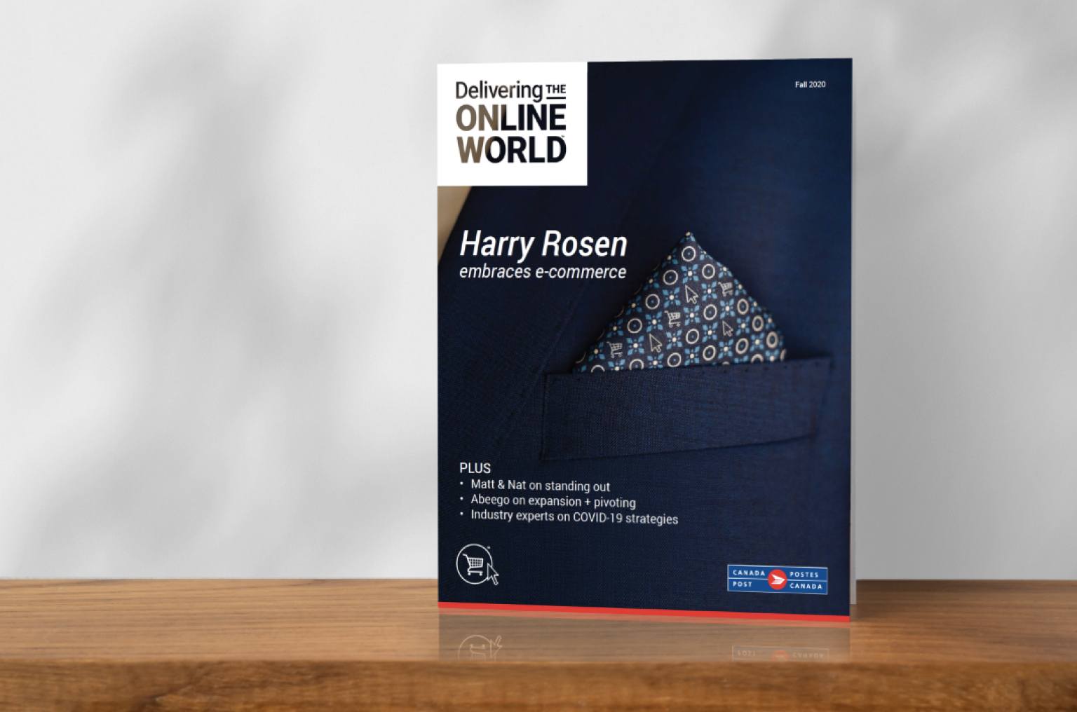 The cover of the 2020 edition of Delivering the Online World magazine features a story on Harry Rosen