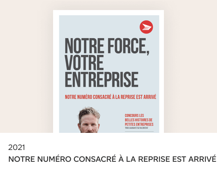 Le numéro consacré à la reprise des affaires de 2021 du magazine « Notre force, votre entreprise »