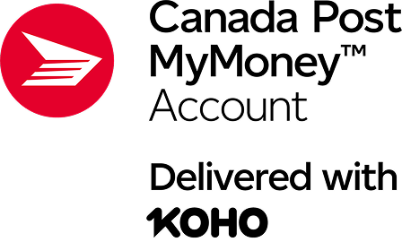 Canada Post MyMoney logo. Delivered with KOHO logo.
